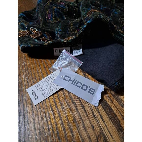 New Size 4 Chicos Size 0 Hypnotize Mena Jacket Glass Hand Beaded Cropped Jacket - Picture 5 of 7